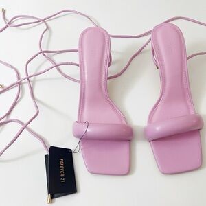 Forever 21 Pink Strappy Heeled Sandals Kitten Heels